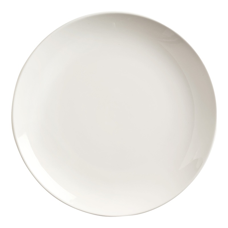 Libbey World Tableware Porcelana Wide Rim Plate, 12", White (12-pack)