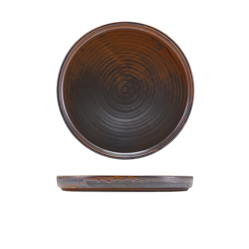 Terra Porcelain Rustic Copper Low Presentation Plate 25cm