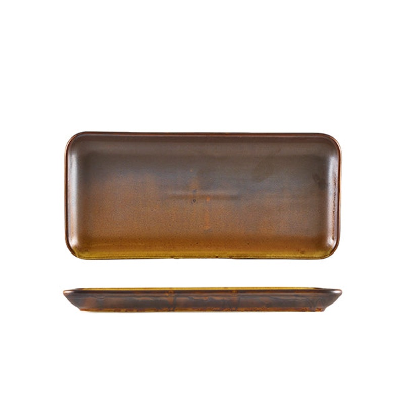 Terra Porcelain Rustic Copper Narrow Rectangular Platter 31 x 14cm