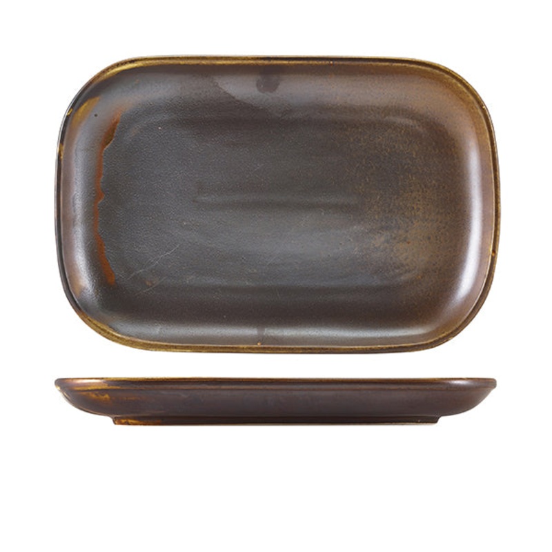 Terra Porcelain Rustic Copper Rectangular Plate 34.5 x 23.5cm