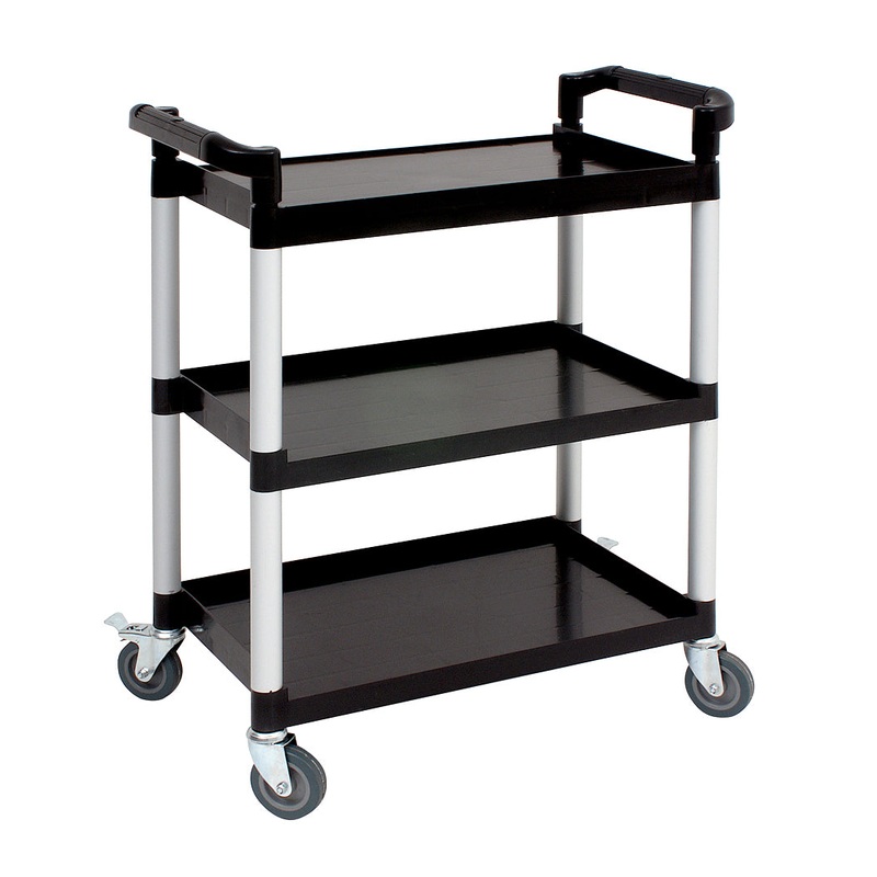 Compact black poly plastic trolley