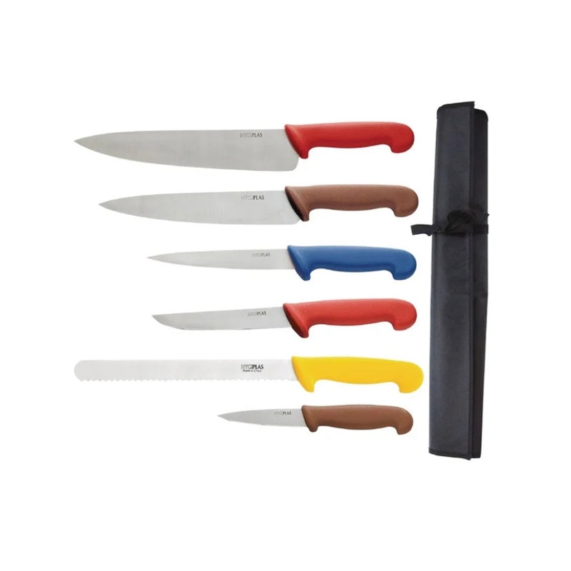 10 Piece Colour Coded Knife Set + Knife Case