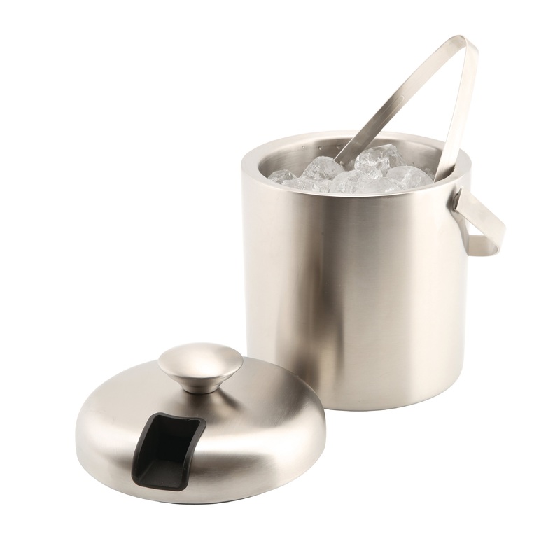Genware Insulated St/St Ice Bucket&Tong 1.2L
