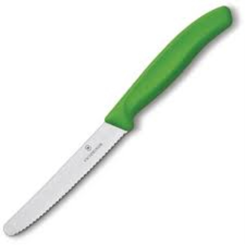 Hygiplas 4" Serrated Tomato Knife Green