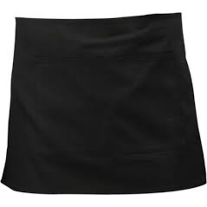 Short Bar Apron Black With Split Pocket