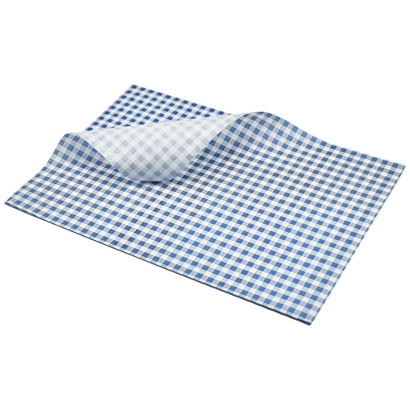 Greaseproof Paper Blue Gingham Print 35 x 25cm