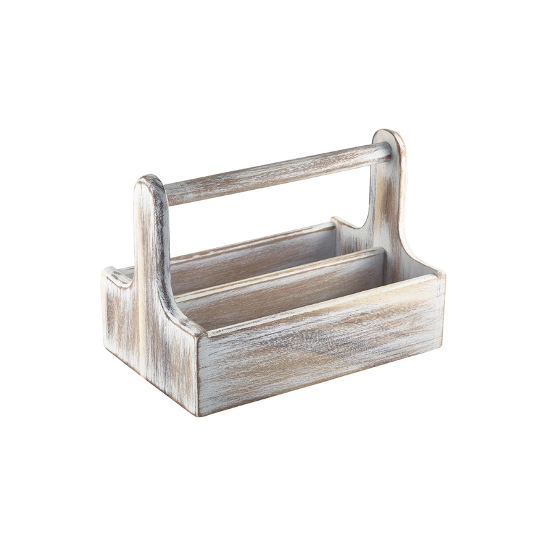 White Wooden Table Caddy