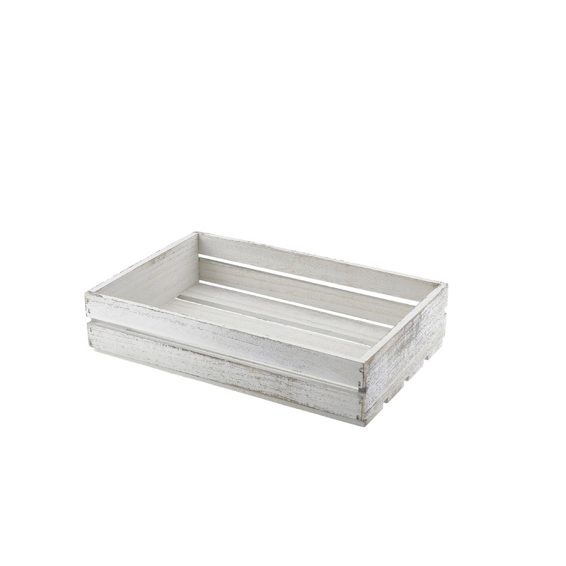Wooden Crate White Wash Finish 35 x 23 x 8cm