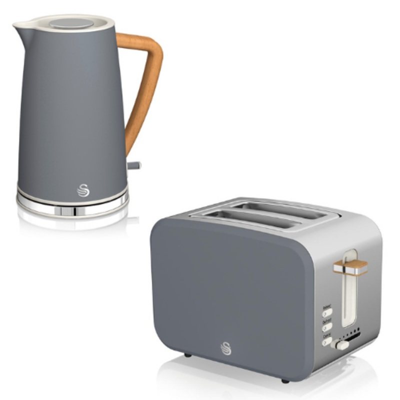 Swan Nordic Grey Kitchen Set inc Kettle & 2 Slice Toaster Kitchen Electrical Set