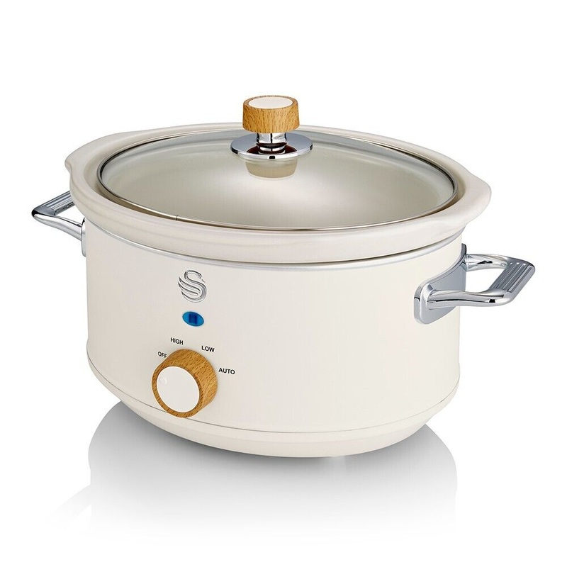 Swan Nordic White Slow Cooker Scandi Design Large 3.5L Capacity 3 Heat Settings