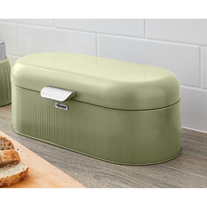 Swan Retro Green Bread Bin Vintage Design Kitchen Storage SWKA1014GN
