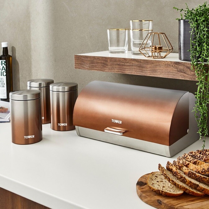 Tower Infinity Ombre Copper Bread Bin Canisters Kitchen Storage Set of 4