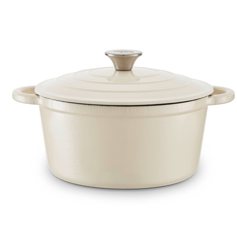 Barbary & Oak 24cm Casserole Dish Cast Iron in Camembert Cream with 25 year Guarantee
