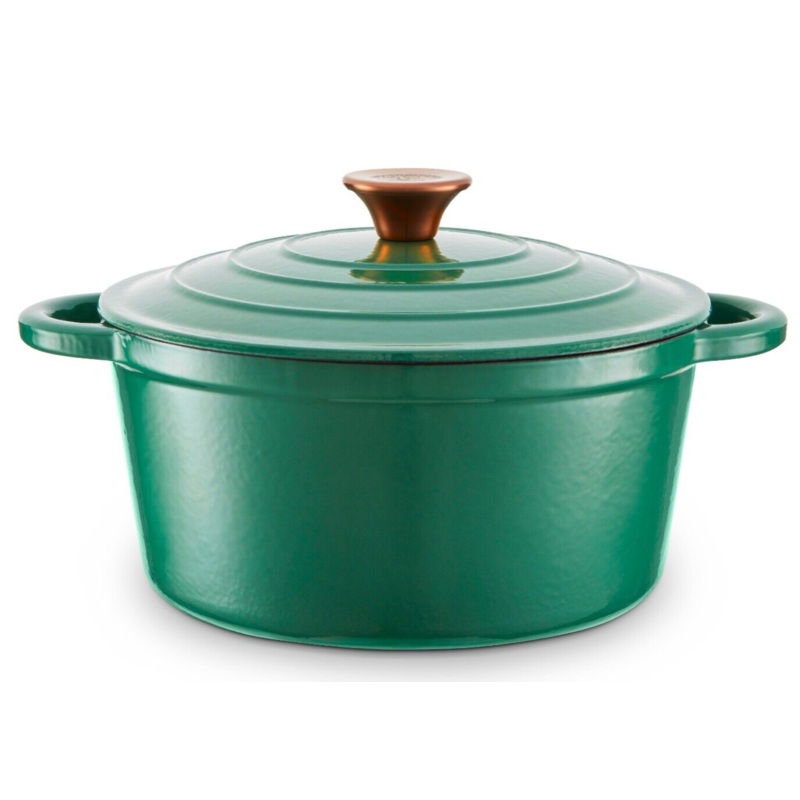Barbary & Oak 24cm Casserole Dish Cast Iron in Verdigris Green with 25 Year Guarantee
