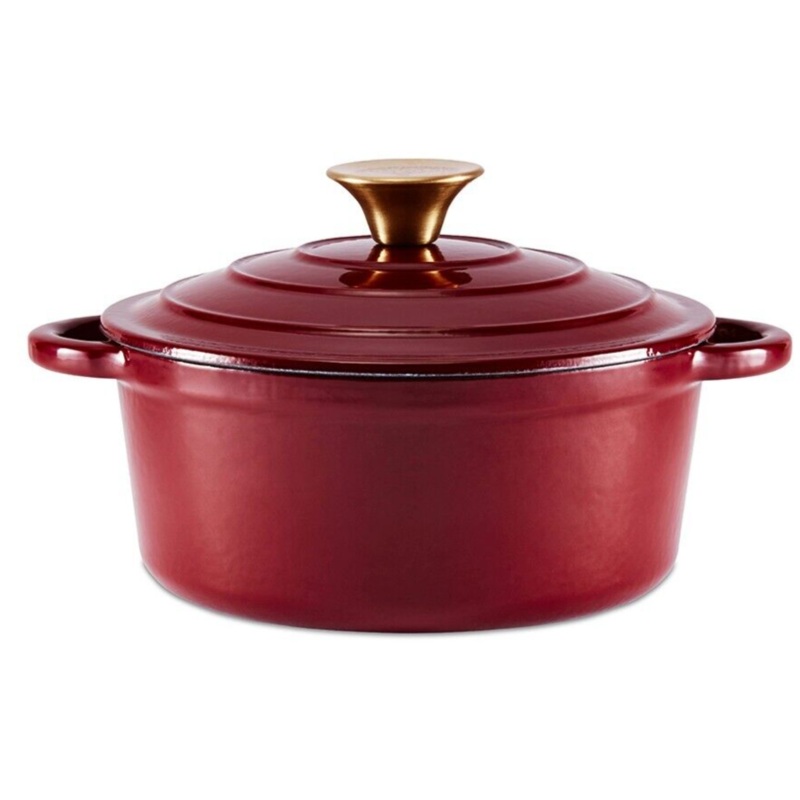 Barbary & Oak Foundry 20cm Round Casserole Pan Cast Iron in Bordeaux Red