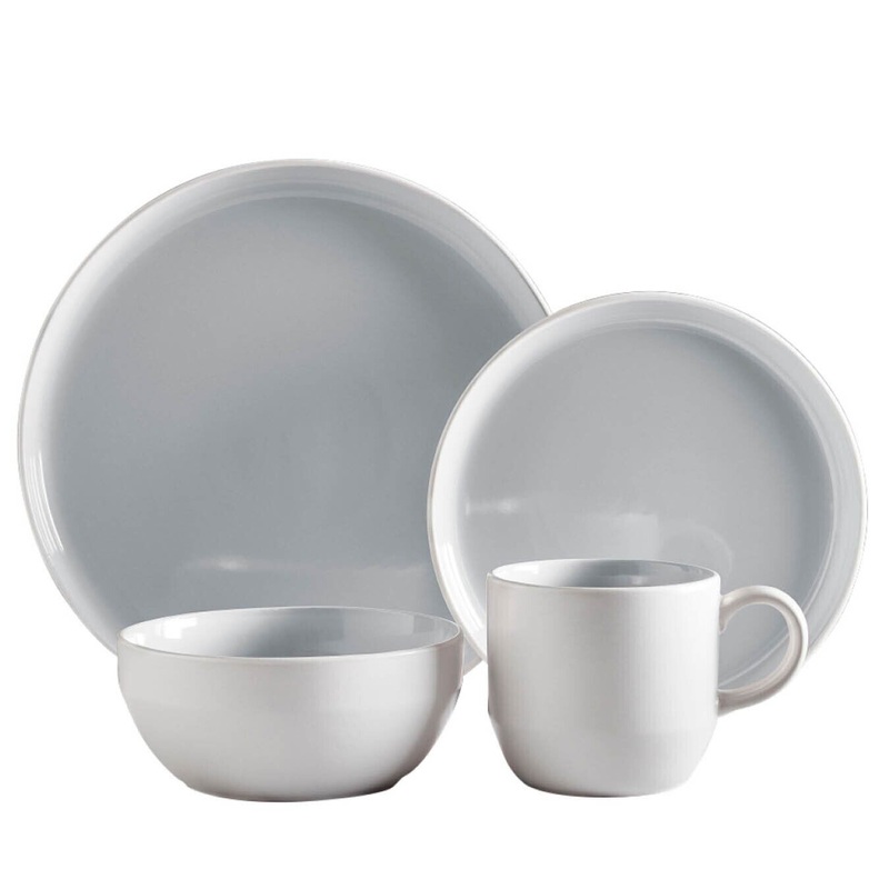 Barbary & Oak Oslo Scandinavian Design 16 Piece Dinnerware Set in Grey & White