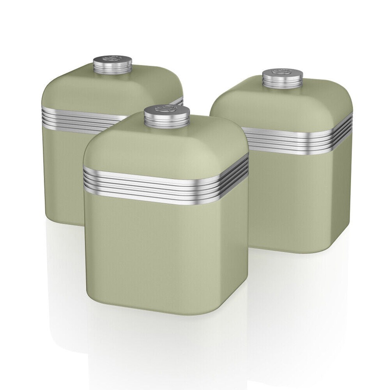 Swan Retro Green Canisters SWKA1020GN Tea, Coffee, Sugar Storage Set