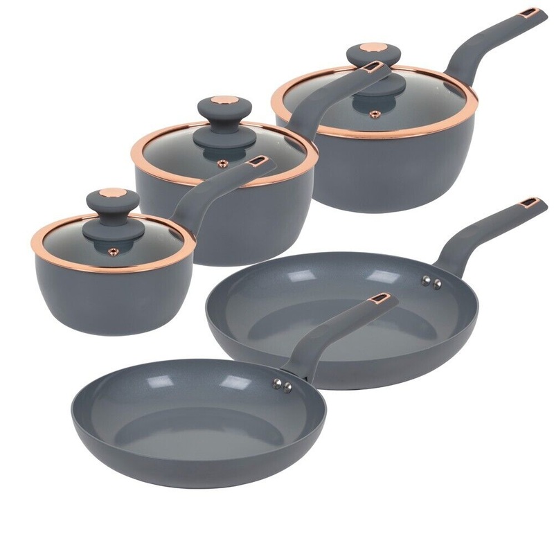 Tower Cavaletto Grey & Rose Gold 5 Piece Cookware Set