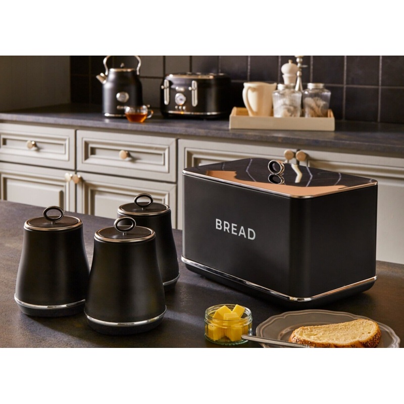 Tower Renaissance Black Bread Bin Canisters Stylish Matching Kitchen Storage
