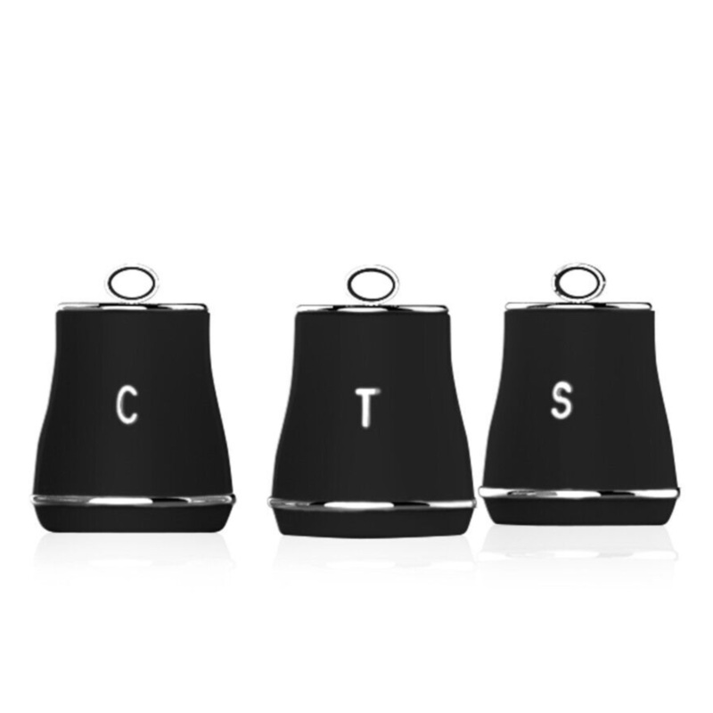 Tower Renaissance Stylish Black Tea, Coffee & Sugar Storage Canisters T826176BLK