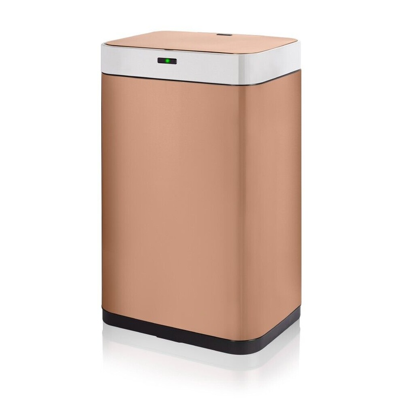 Tower T838001C 75L Rectangular Sensor Bin in Copper | Kitchen Household Waste Bin