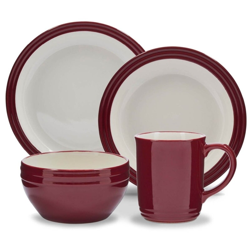 Barbary & Oak Foundry 16 Piece Dinnerware Set in Bordeaux Red BO867011RED