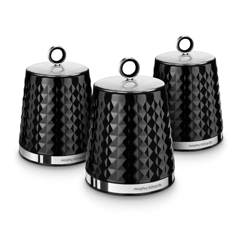Morphy Richards Dimensions Black Kitchen Storage Canisters Set 978053