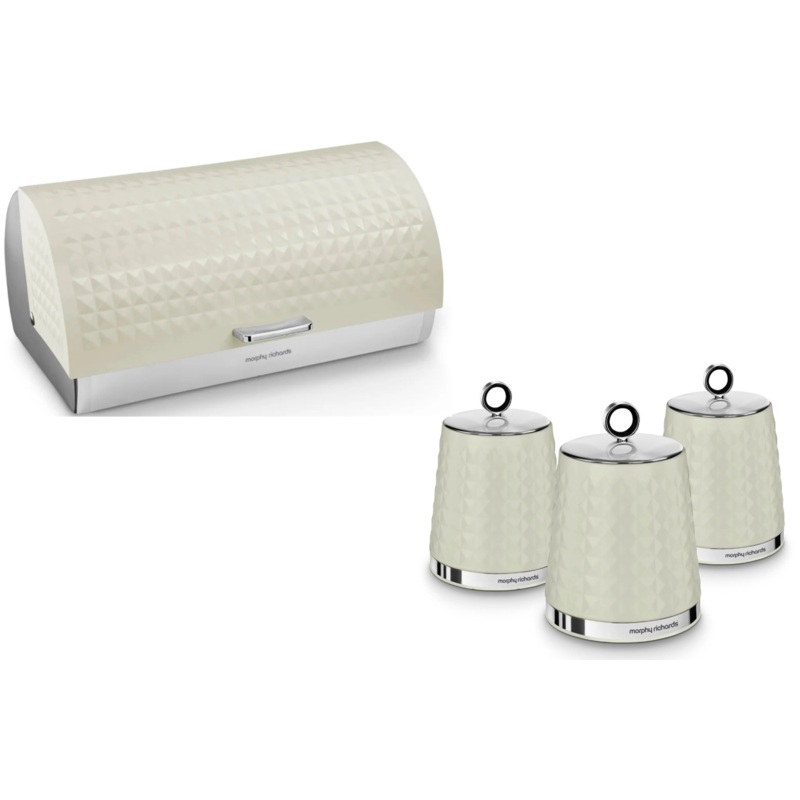 Morphy Richards Dimensions Bread Bin Canisters Kitchen Storage Set in Ivory Cream