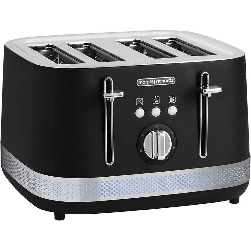 Morphy Richards Illumination Black 4 Slice Toaster 248020 Brand New 2 Year G`tee