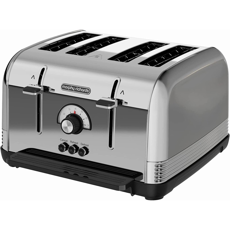 Morphy Richards Venture Retro 4 Slice Toaster Polished Steel 240330