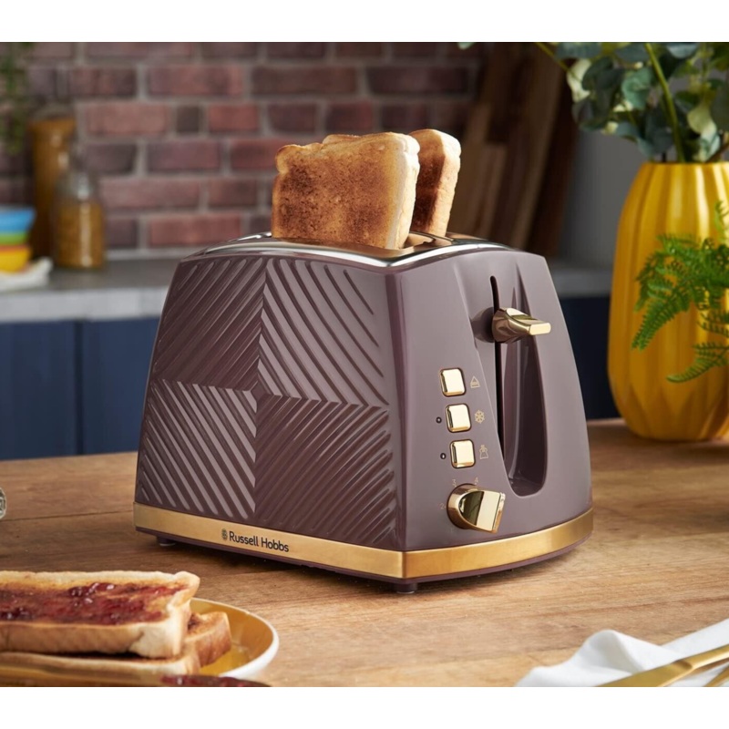 Russell Hobbs Groove 2 Slice Toaster in Mulberry with Brushed Gold Accents 26393