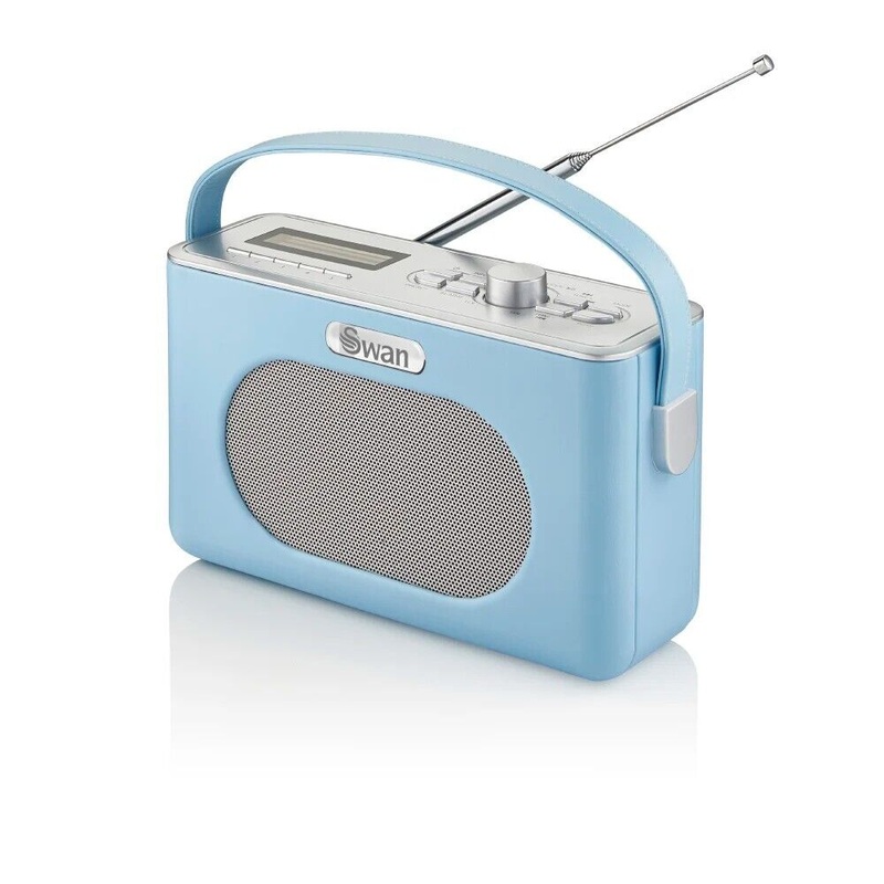 Swan Retro Blue DAB Bluetooth Portable Radio Alarm Clock LCD Display SRA43010BLN
