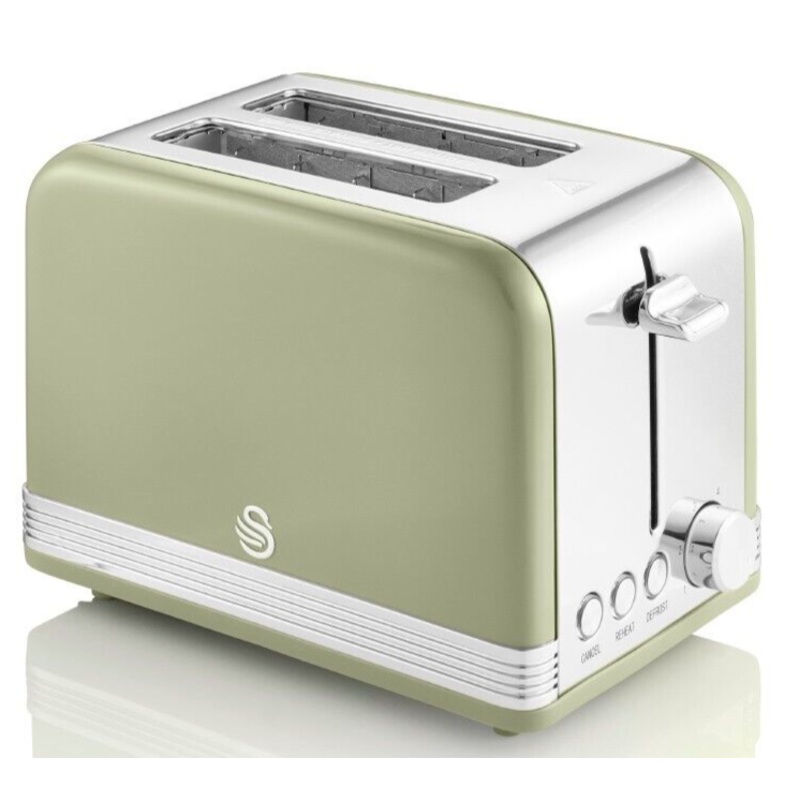 SWAN Retro Green 2 Slice Toaster ST19010GN - 2 Year Swan Guarantee