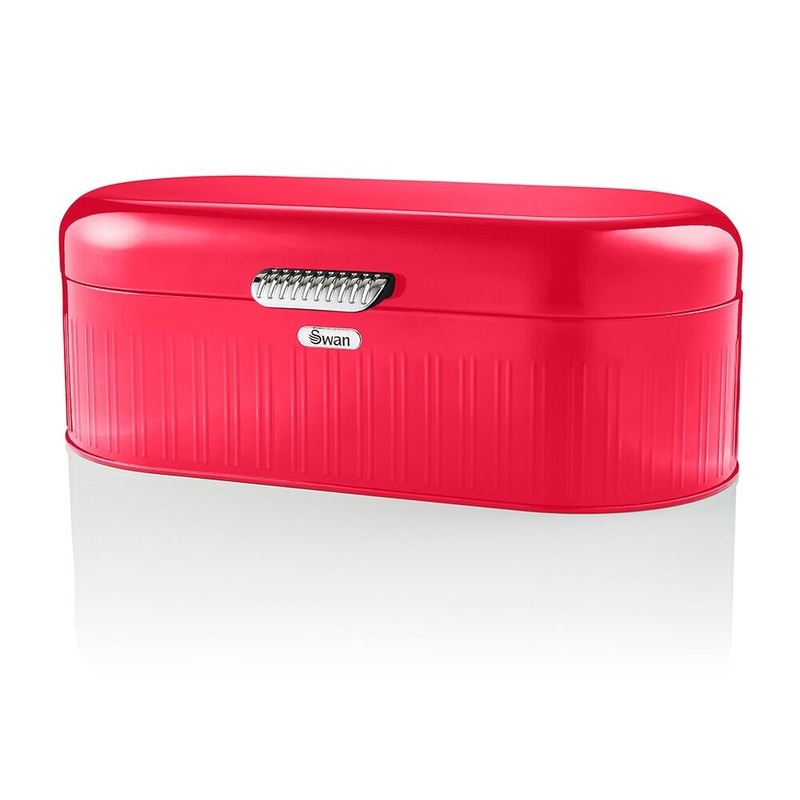 SWAN Retro Red Bread Bin SWKA1014RN Ideal Kitchen Storage for Bread & Pastries