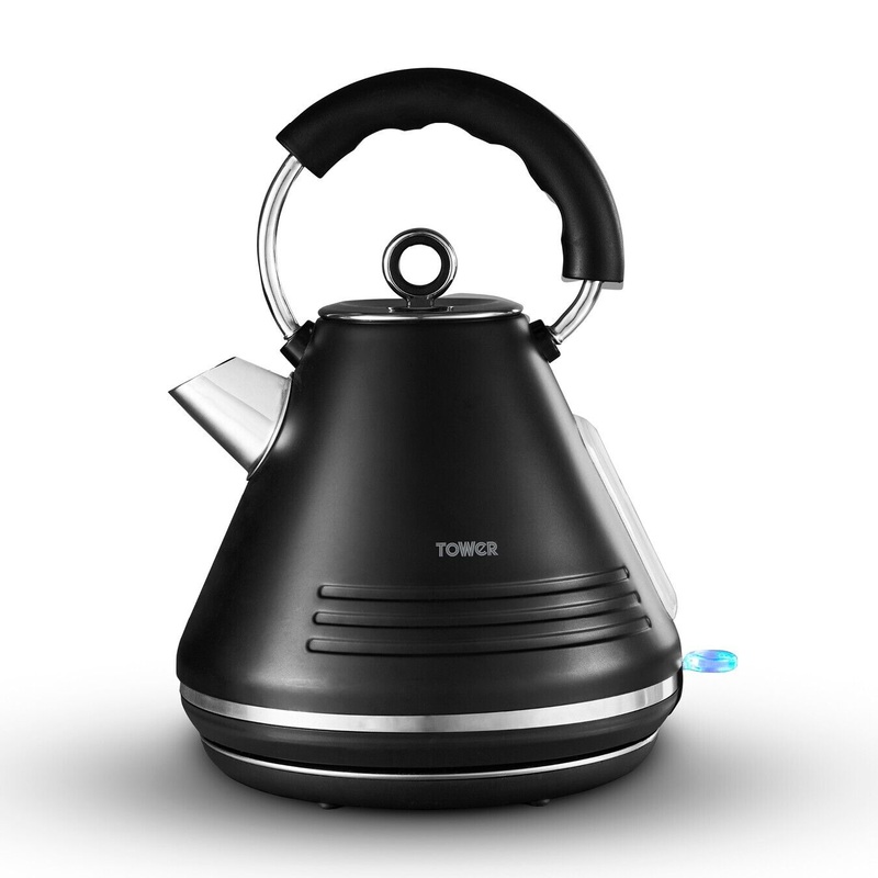 Tower Ash Black 1.7L 3KW Pyramid Kettle Contemporary Design T10074BLK