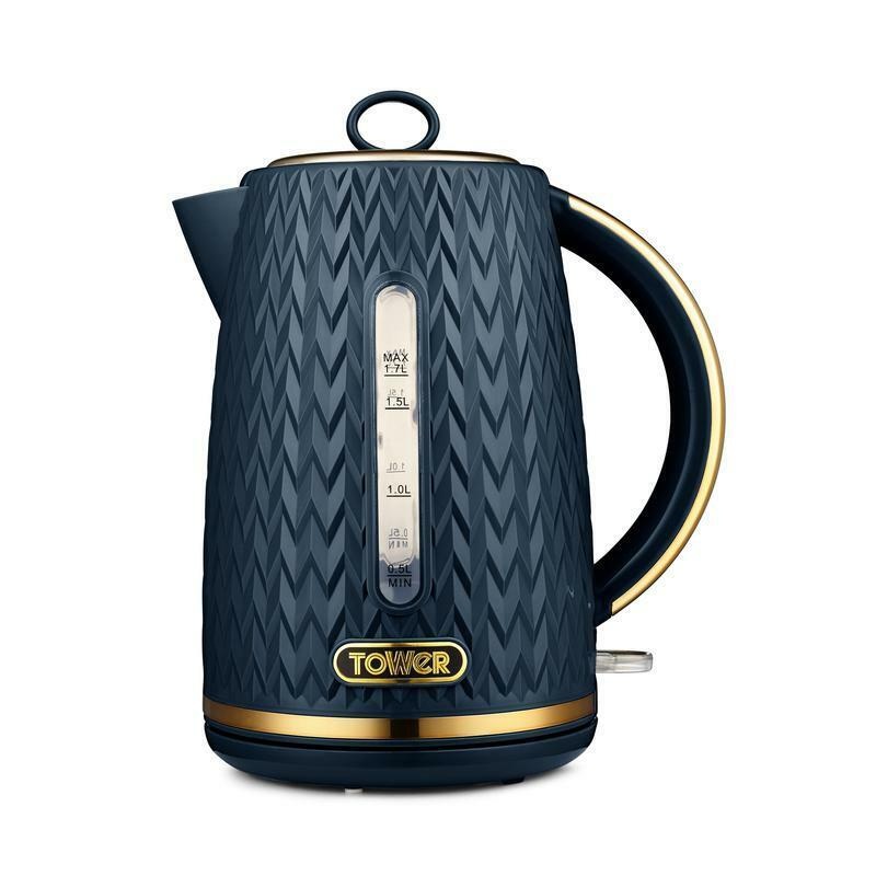 Tower Empire 1.7L 3KW Jug Kettle in Midnight Blue with Brass Accents T10052MNB