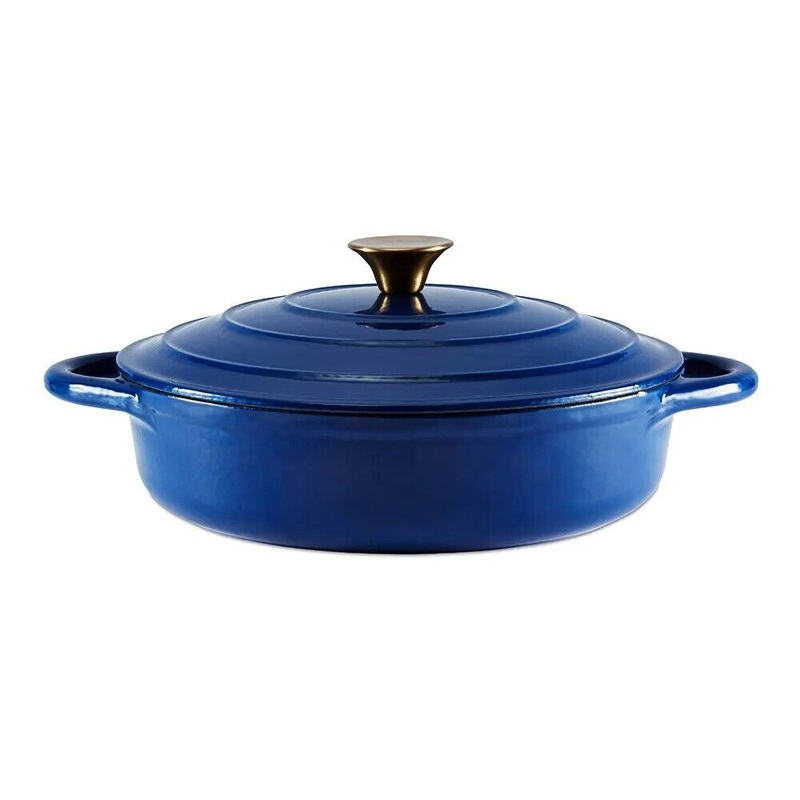 Barbary & Oak 24cm Round Casserole Pan in Cast Iron Blue BO800253BLU
