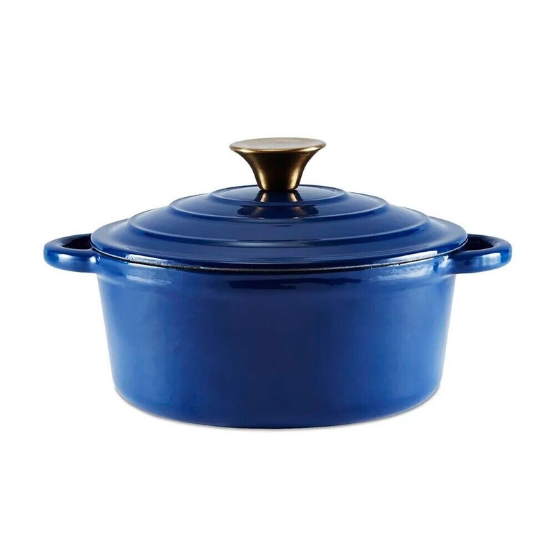 Barbary & Oak Foundry 20cm Round Casserole Pan Cast Iron in Blue BO800250BLU