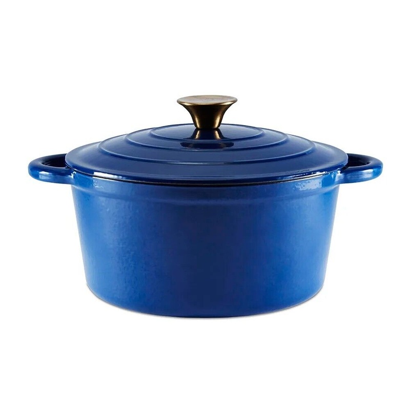 Barbary & Oak Foundry Round 24cm Casserole Pan Cast Iron Blue BO800251BLU