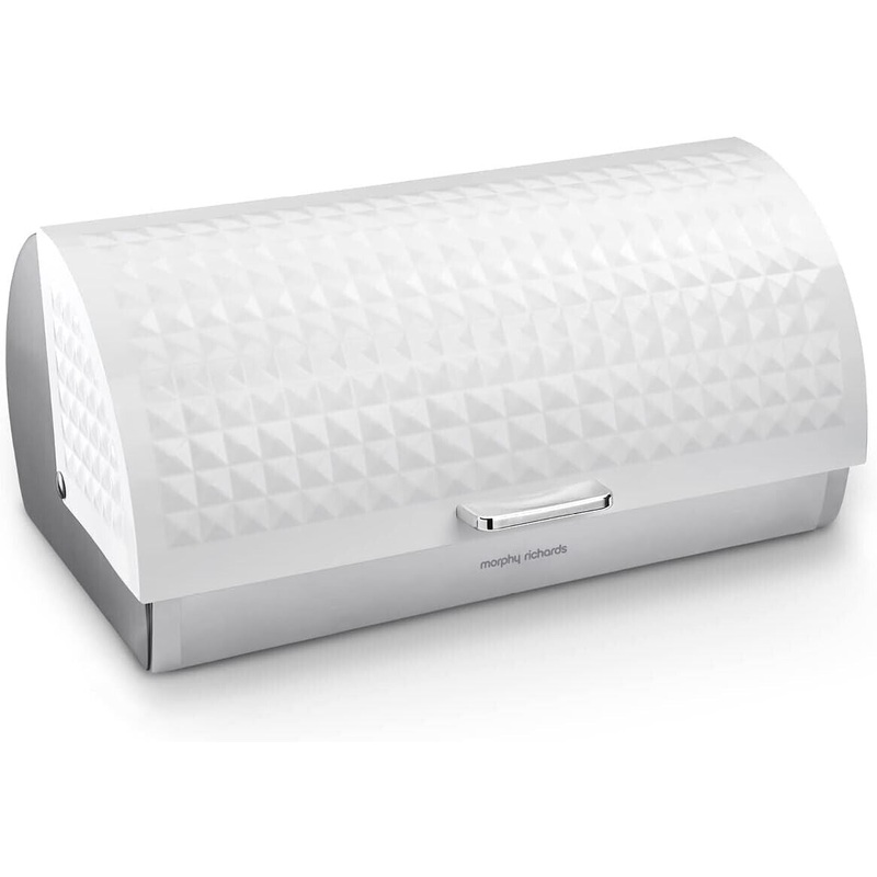 Morphy Richards Dimensions White Roll Top Stainless Steel Bread Bin 978051