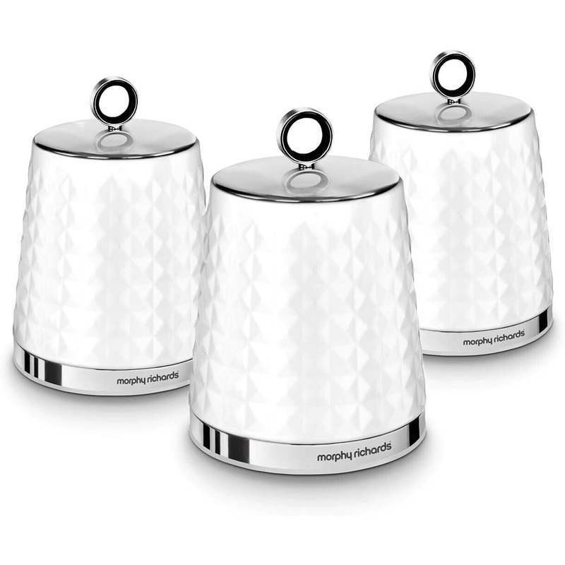 Morphy Richards Dimensions White Tea, Coffee & Sugar Canisters Set of 3 978054