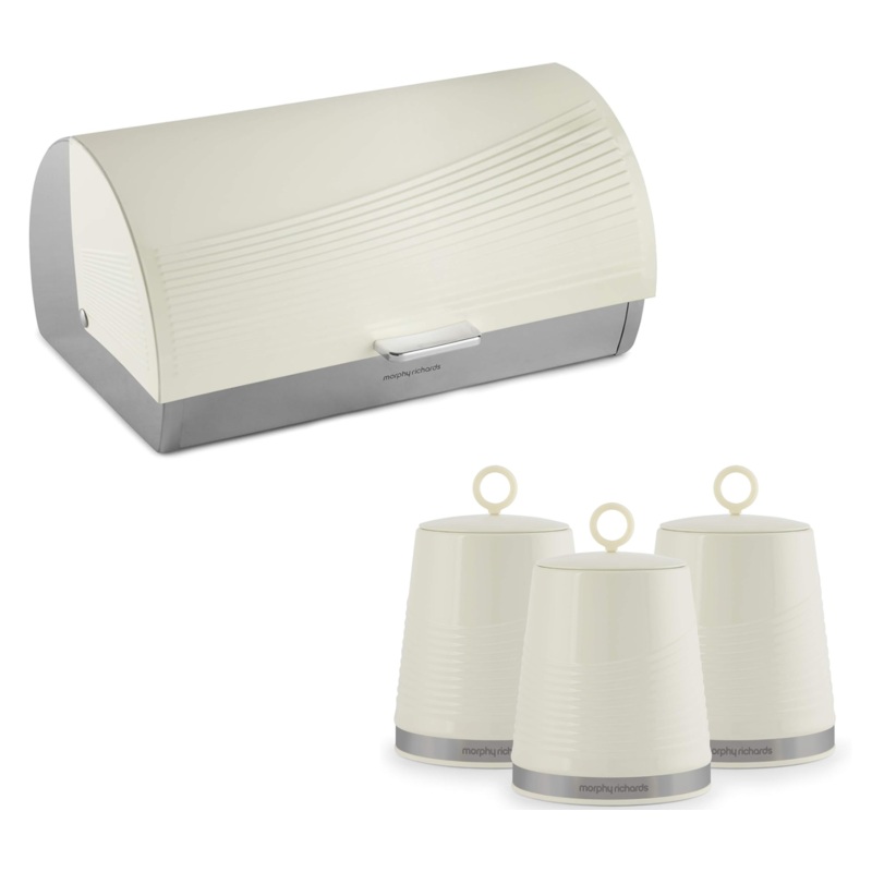 Morphy Richards Dune Bread Bin Canisters Kitchen Storage Set Ivory Cream