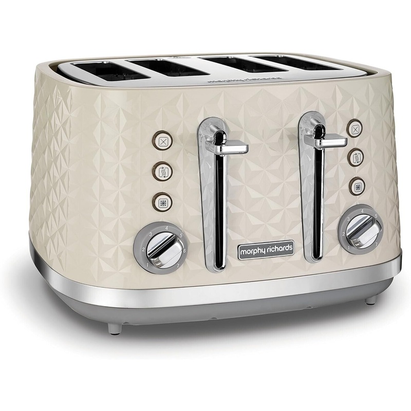 Morphy Richards Vector 4 Slice Toaster in Cream with Patterned 3D Finish 248132