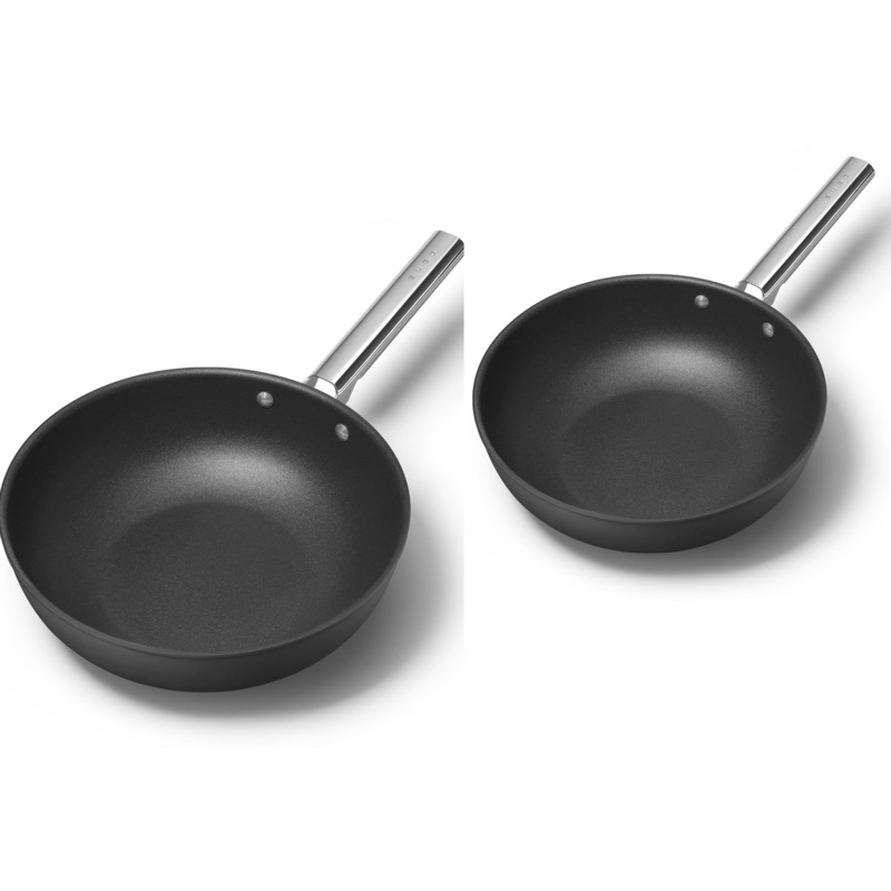 Smeg Cookware Matching Frying Pan Bundle Set including 24cm & 28cm Frying Pans in Black