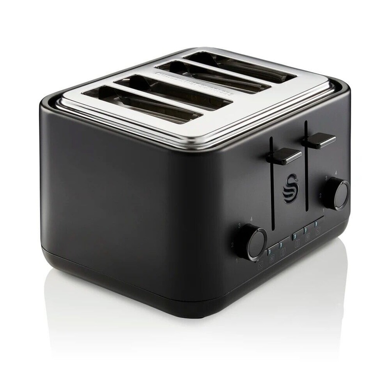 Swan Stealth 4 Slice Toaster Matte Black Contemporary Sleek Design ST34040BLKN