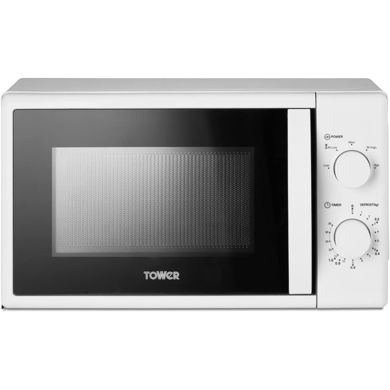 Tower 700W 20L Manual Microwave in White T24034WHT - 3 Year Guarantee