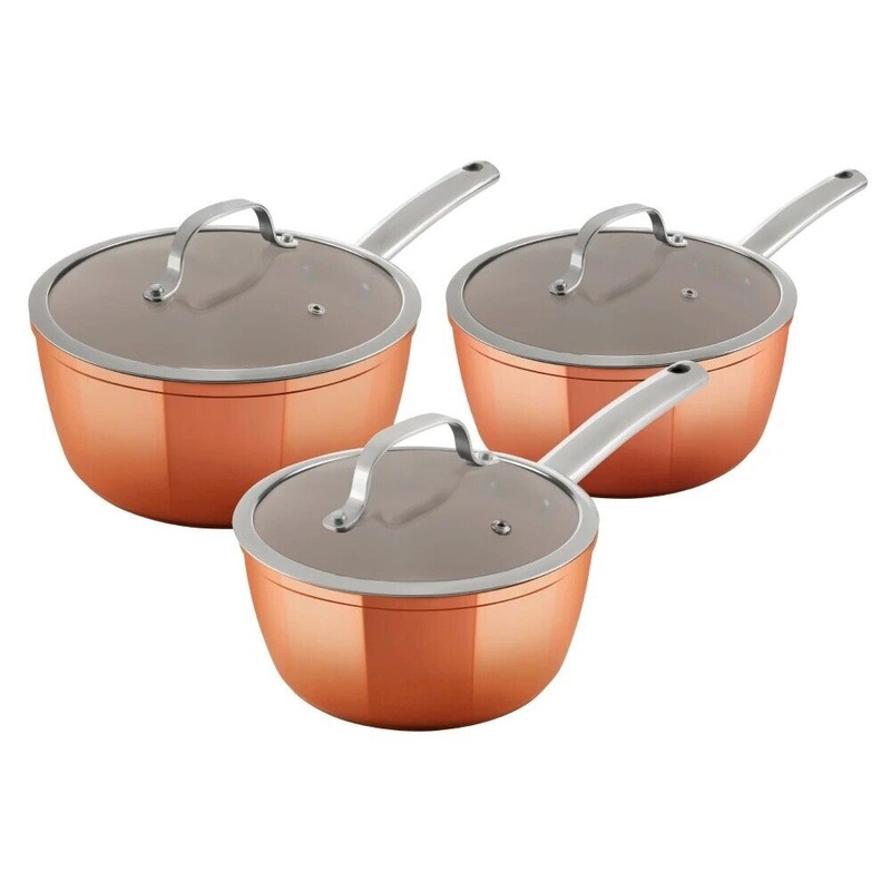 Tower Copper Forged 3 Piece Pan Set - Non Stick T800017 10 Year Guarantee
