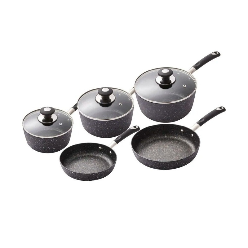 Tower Precision 5 Piece Pan Set Black, Non-Stick, Forged Aluminium T900110
