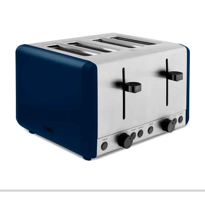Tower Sera 4 Slice 1800W Toaster in Midnight Blue with Black Trim T20086MNB