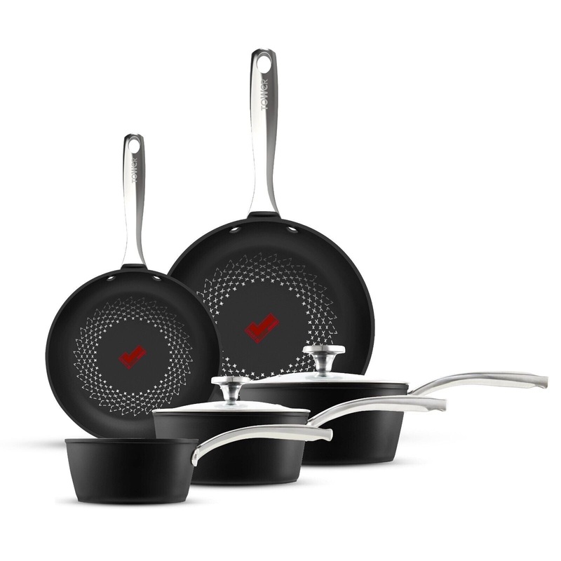 Tower Smart Start 5 Piece Ultra Forged Cookware Pan Set T900304 - 10 YR Guarantee